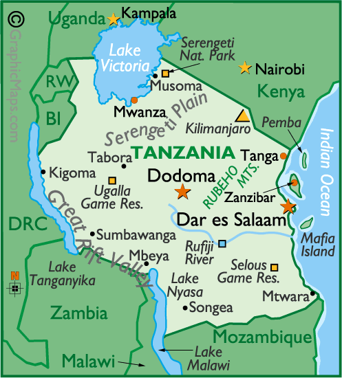 Maps Of Tanzania And Its Capital Dodoma Kazakhstan And Tanzania
